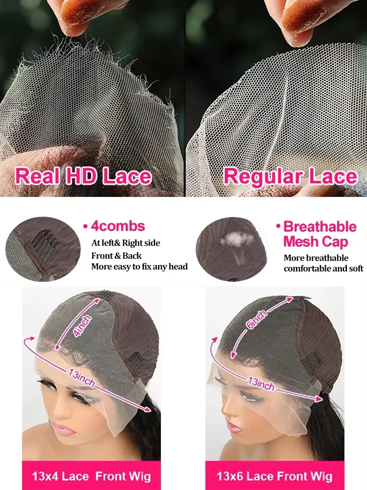 28인치 레드 레이스 프론트 가발 인모 200% 밀도 13x6 워터 웨이브 레이스 프론트 가발 인모 프리플럭 100% 인모