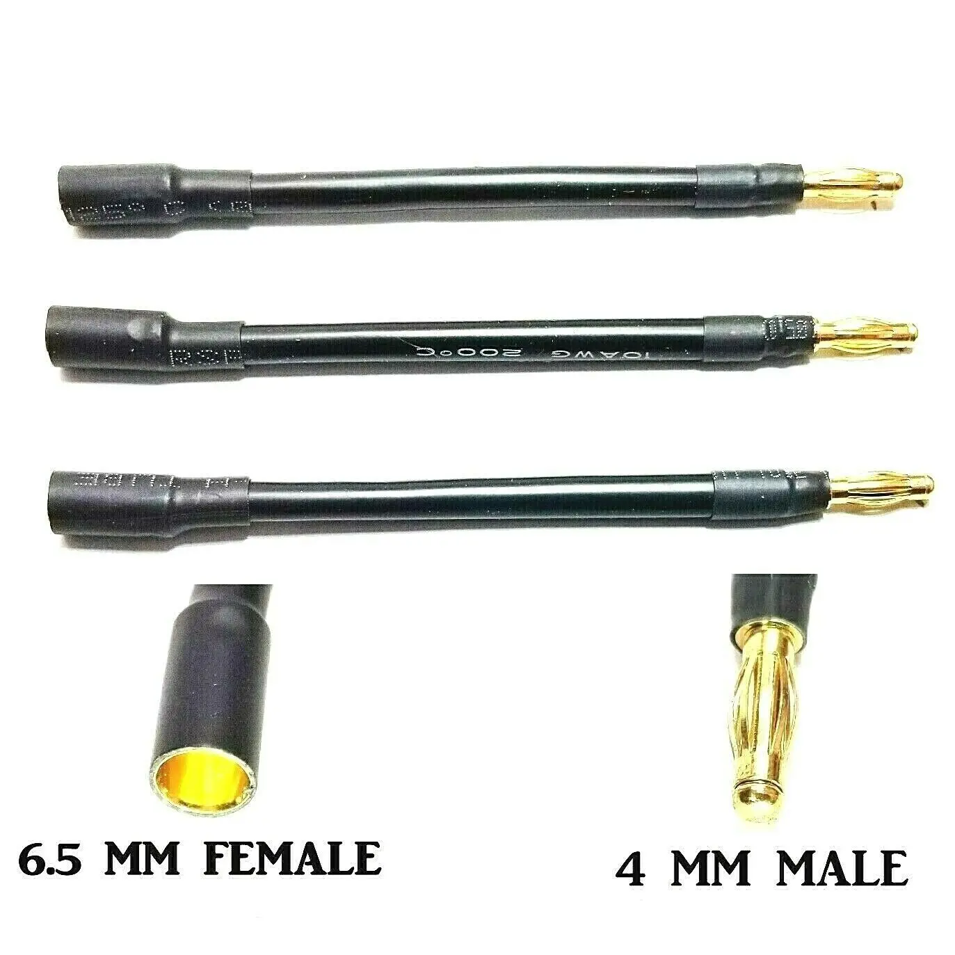 3 قطعة 6.5 مللي متر إلى 4 مللي متر 5.5 مللي متر 6 مللي متر 8 مللي متر رصاصة محول ذكر إلى أنثى 10AWG 10 سنتيمتر القلعة ESC موتور تمديد الرصاص سلك السيليكون كابل