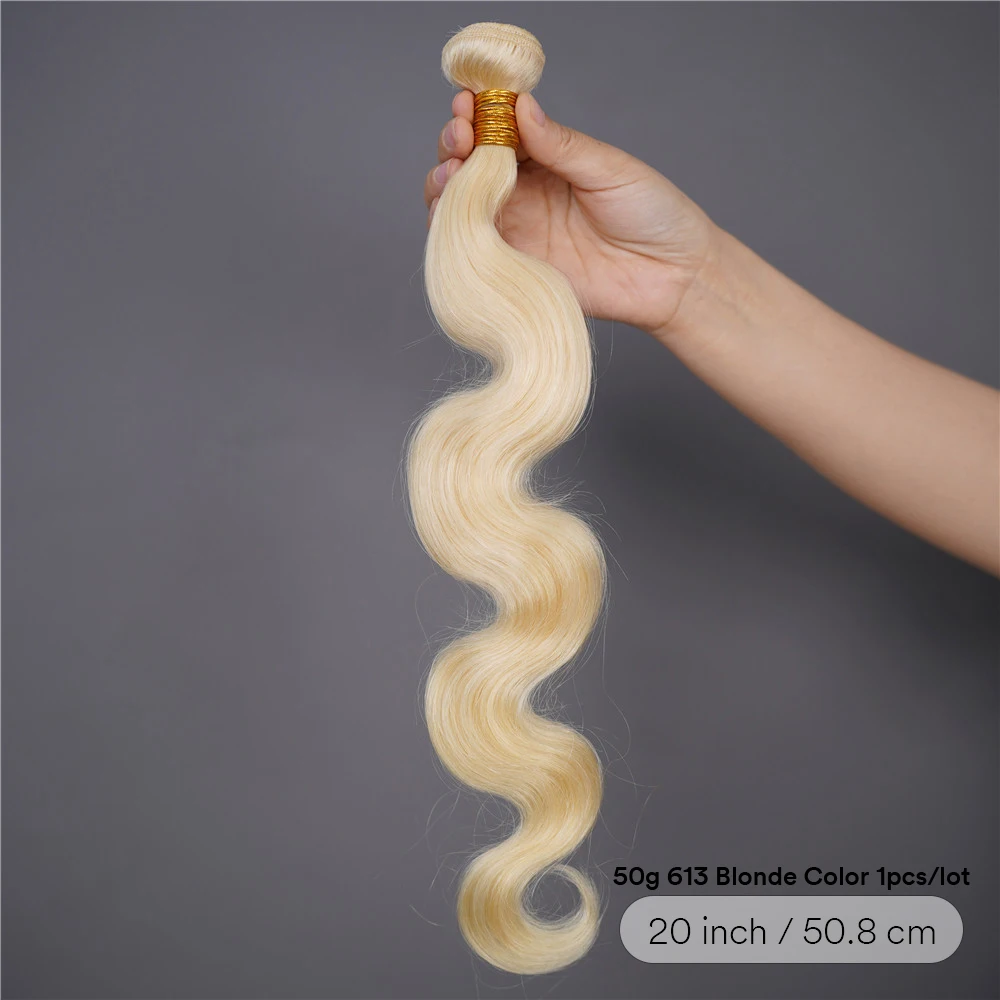 1/3/4 Bundles Body Wave 613 Blonde Human Hair Brazilian Weaves 100% Human Hair 10-30 Inch Colored Hair Extensions Double Weft