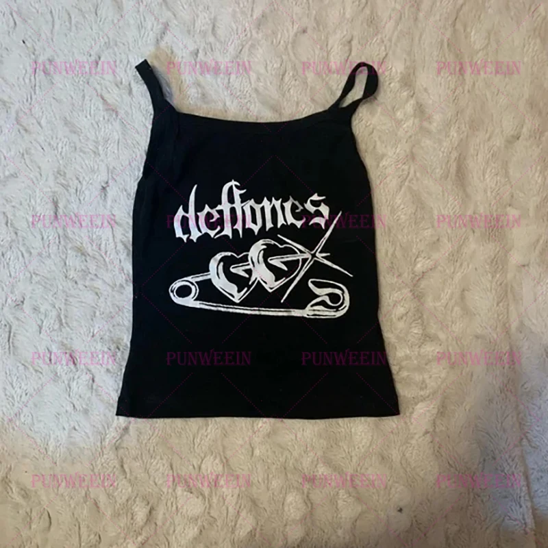 Camiseta sin mangas con estampado leeveless para niña, Top corto Vintage con estampado Grunge, corsé gótico Punk de mariposa oscura, Y2k