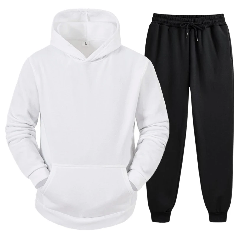 Casual Solid Color Hoodies and Sweatpants High Quality Mens Home Outdoor Long Sleeved Tracksuit Autumn Winter Jogging Sportwear