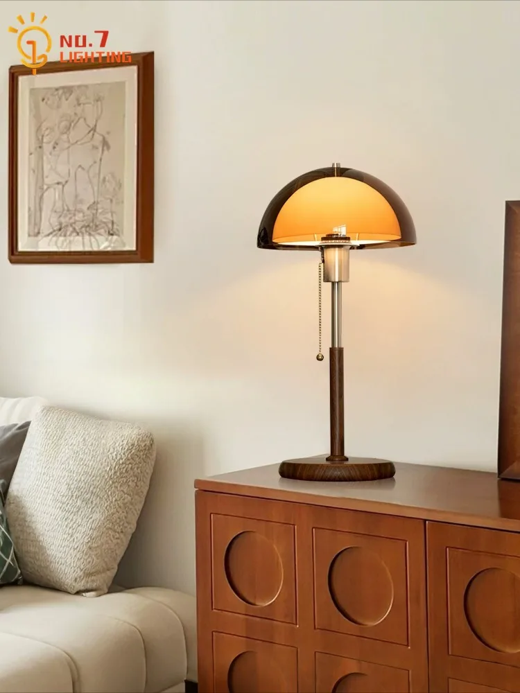 French Design Retro Mushroom Table Lamp LED E27 Acrylic Lampshade Sunset Vertical Desk Lights Bedroom Bedside Study Living Room