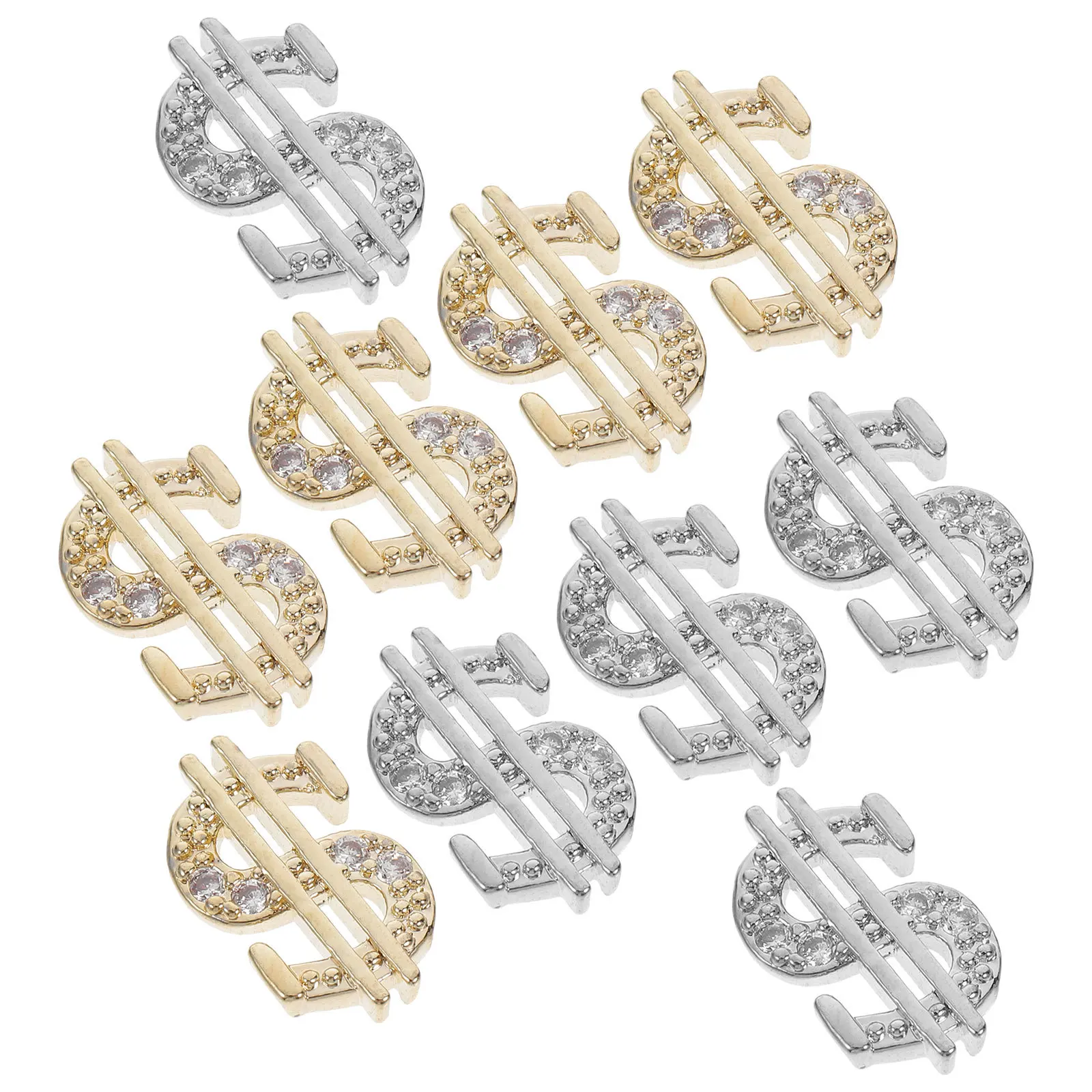

10Pcs Nail Art Charms Dollar Shaped Metal Decoration Alloy Nail Ornament Suitable for Fingernails False Nails Dollars for Nails