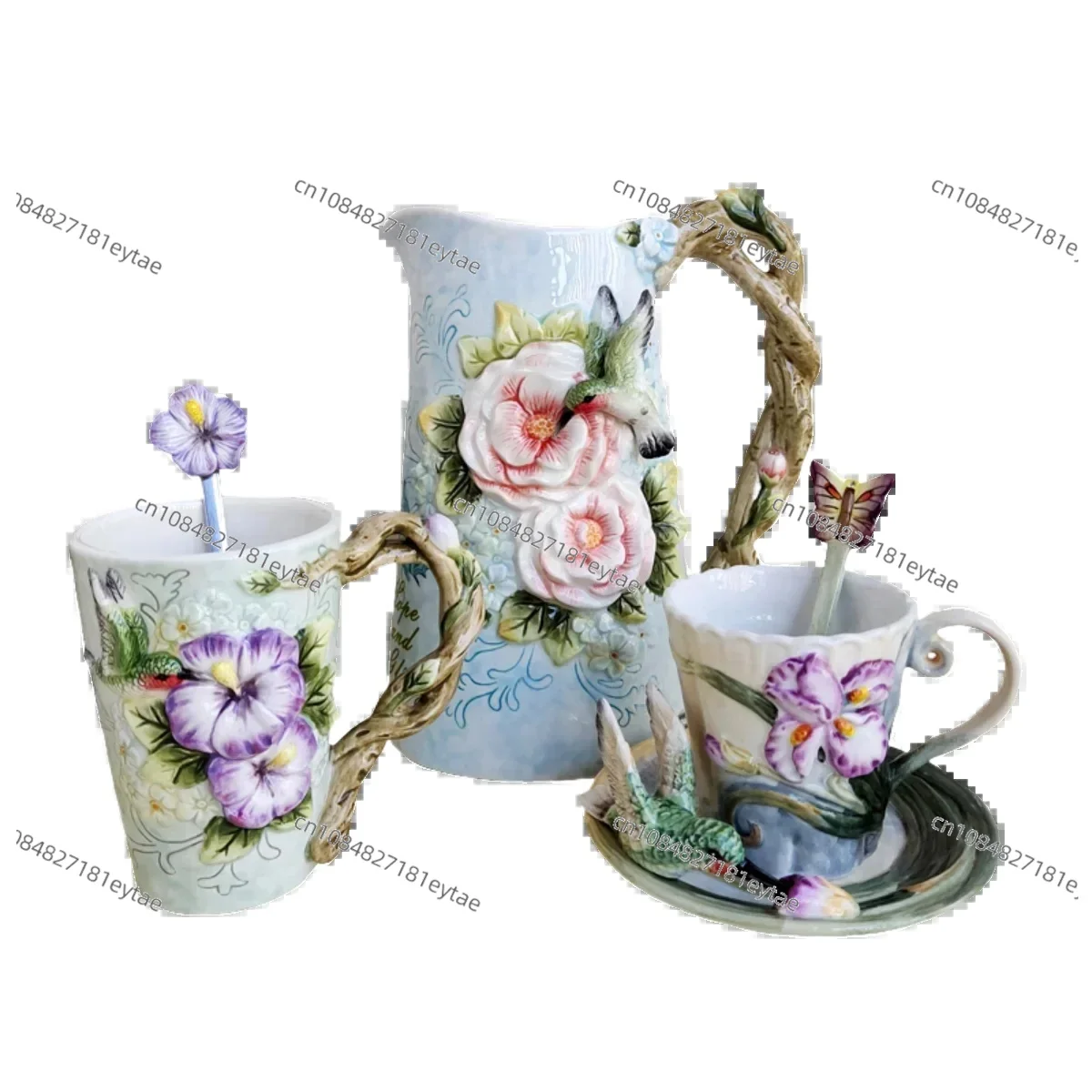 

Керамические кружки и чашки для кофе в европейском пасторальном стиле с изображением колибри, керамическая ваза для дома в американском стиле, украшение для винного шкафа и стола