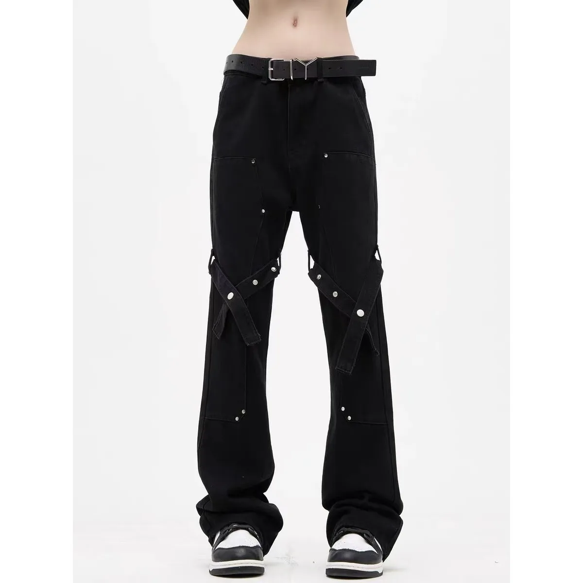 Haute qualité femmes mode jean américain haute rue mode printemps jean noir jambe mince Pantalon décontracté coréen Pantalon Femme