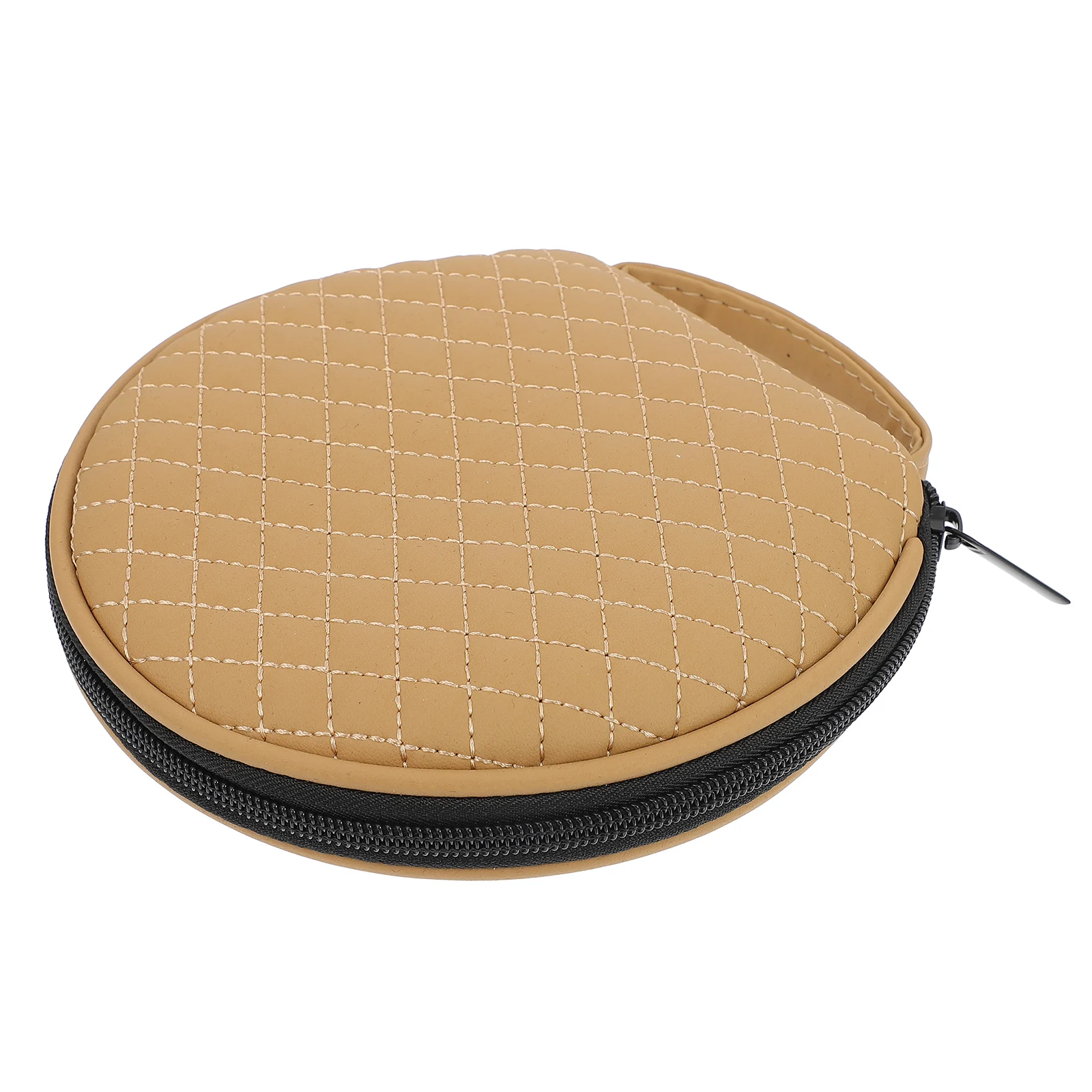 

1pc Car CD Embroidered Plaid Disc Storage Case Home Use Edge Round Bag Protect Multiple Portable CD Storage Bag