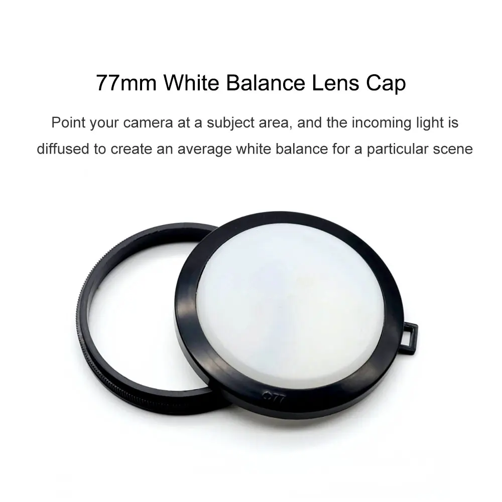 77mm 2-in-1 Lens Cap & White Balance Filter Universal DSLR Mirrorless Camera Accessory for Accurate Color Calibration Photo Tool