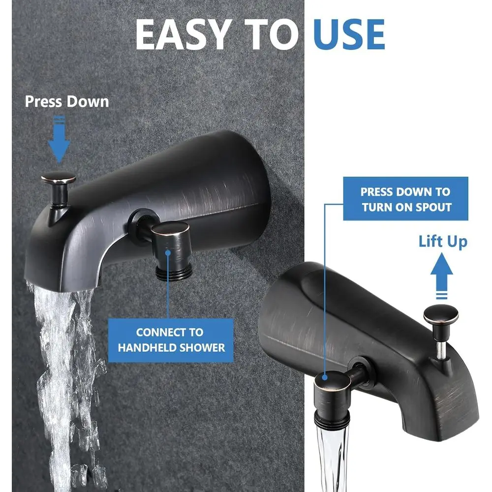 صنبور حوض استحمام برونزي مطلي بالزيت مع ميزة دش محمولة مكونة من 6 إعدادات