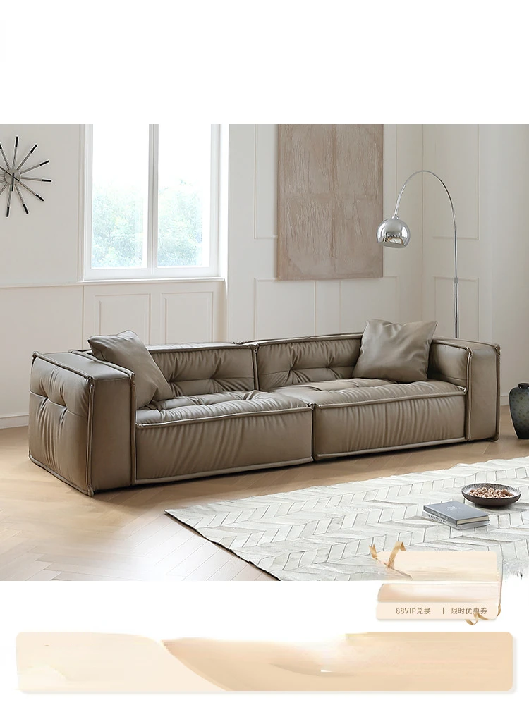 MOYU/ Toast Sofa Retro Living Room Silicone Leather Sofa Modern Simple Bread Leather Sofa