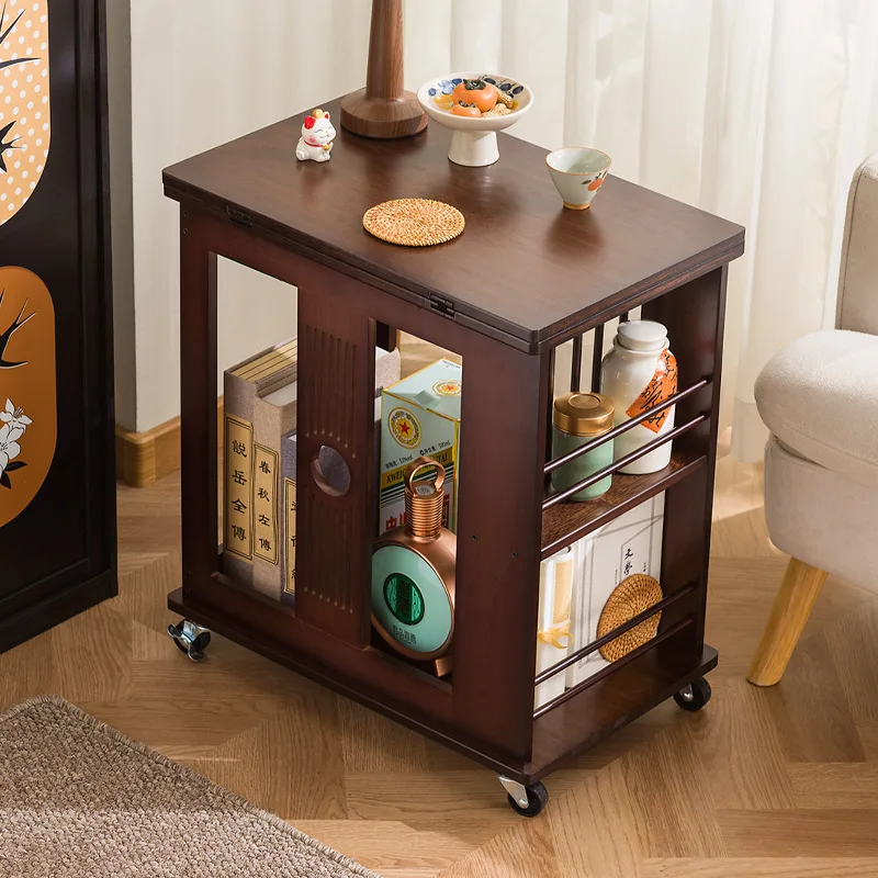 New Chinese-style movable folding coffee table side table 2026 new coffee mobile tea household