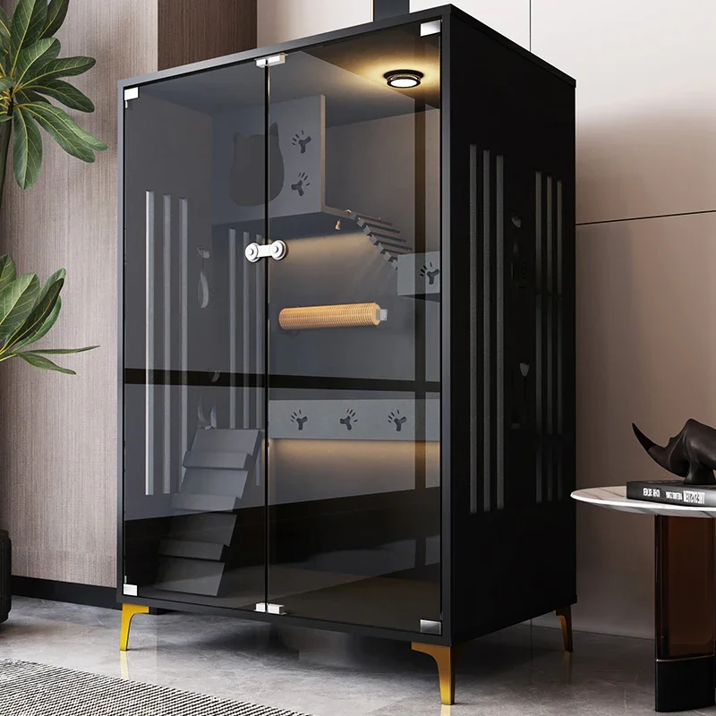 

Villa Home Solid Wood Cage Large Space Luxury House Indoor Climbing Frame Cat Nest Three Layer Cat Cabinet