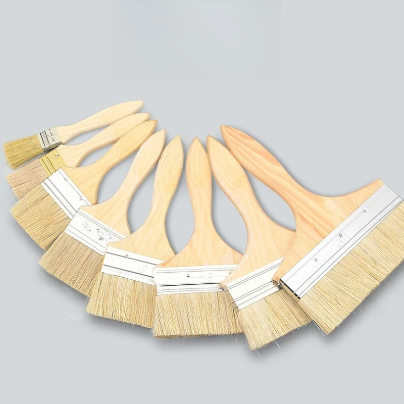 Paint Brush Wooden Handle BBQ Brush 1/2/4/5/6 Inch Soft Hair Painting Brushes for Wall and Furniture Paint Tool Set