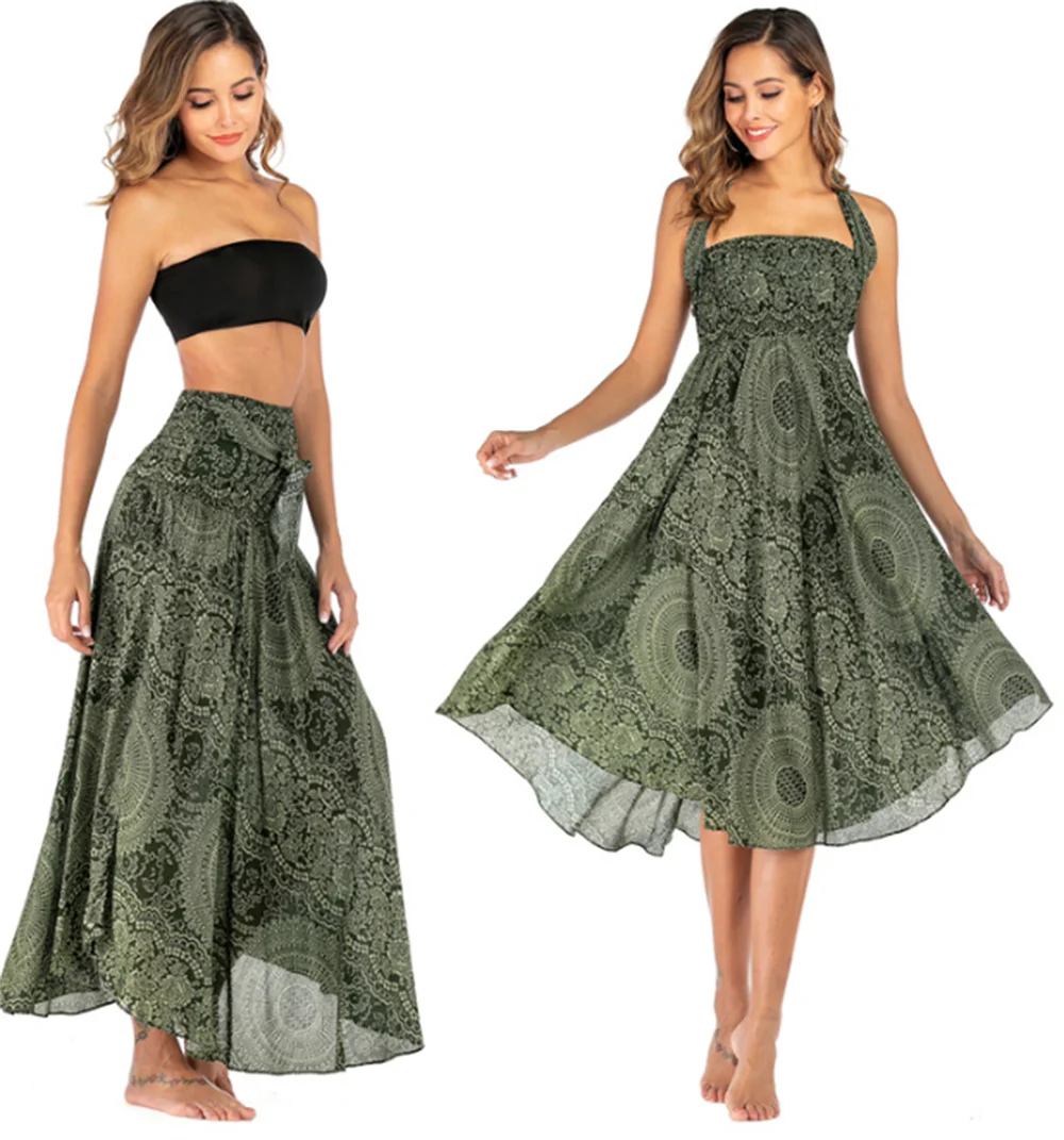 Boho-jurk en rok voor dames Yoga Casual zomer Maxi lang kort bedrukt voor strand Bohemen Muti functionele jurk
