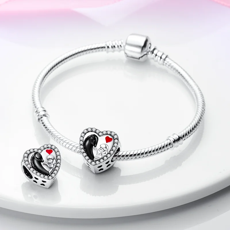 New In Silver Color Love Zircon Heart Series Beads Fit Pandora Bracelet DIY Charm Pendant Woman Jewelry Hot Sale