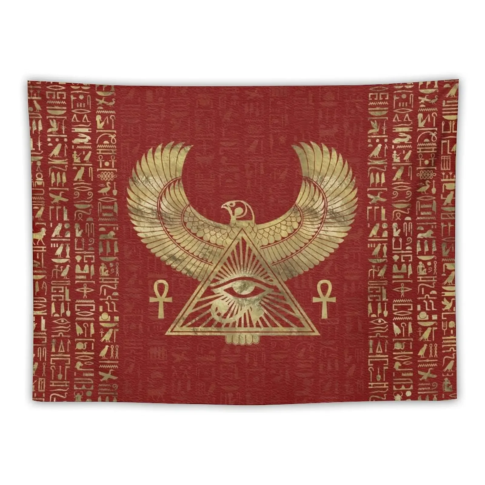 

Eye of Horus - Wadjet Gold on Red Leather Tapestry Decoration For Home Wall Carpet Aesthetic Decoration Tapestry