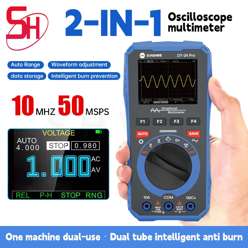 SUNSHINE DT-24 Pro Multifunctional 2-In-1 Oscilloscope Multimeter Automatic Sleep Intelligent Protection Convenient Data Storage