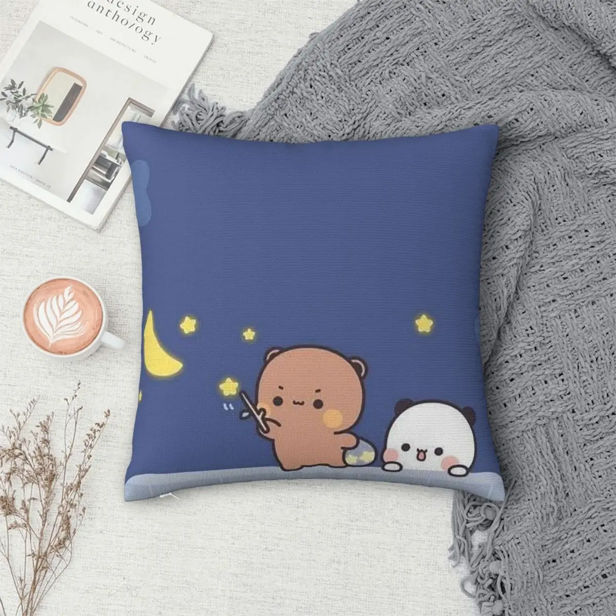 

Милая декоративная квадратная наволочка с мультяшными персонажами Бубу и Дуду, на молнии, для дома и автомобиля