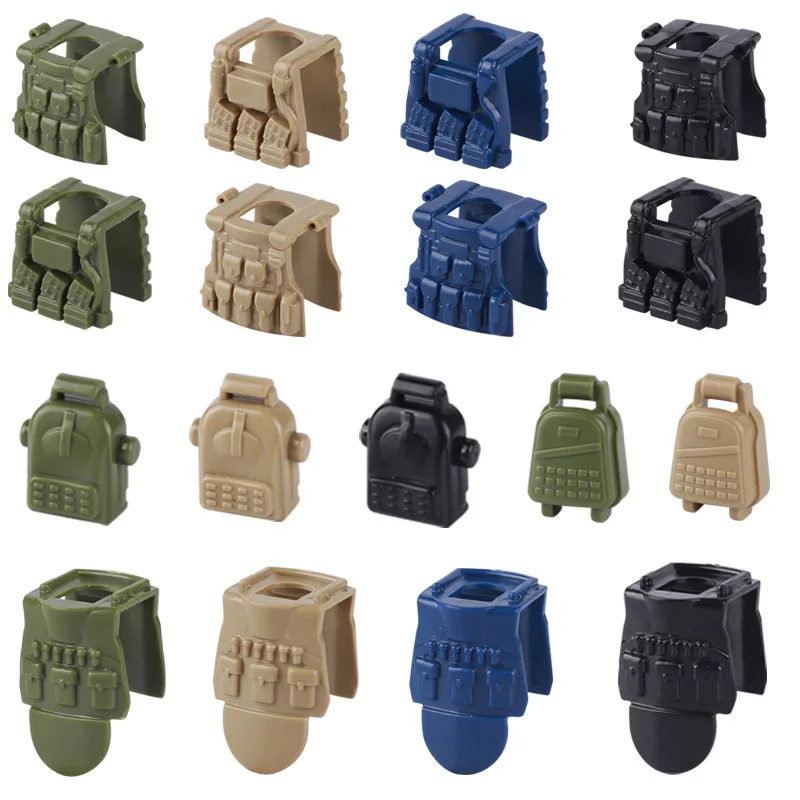MOC Building Blocks Military Solider Figures SWAT Waffen Gun Type 95 M4 M16 Russian AK47 Helmet Backpack Heavy Armor Vest Bricks view 4