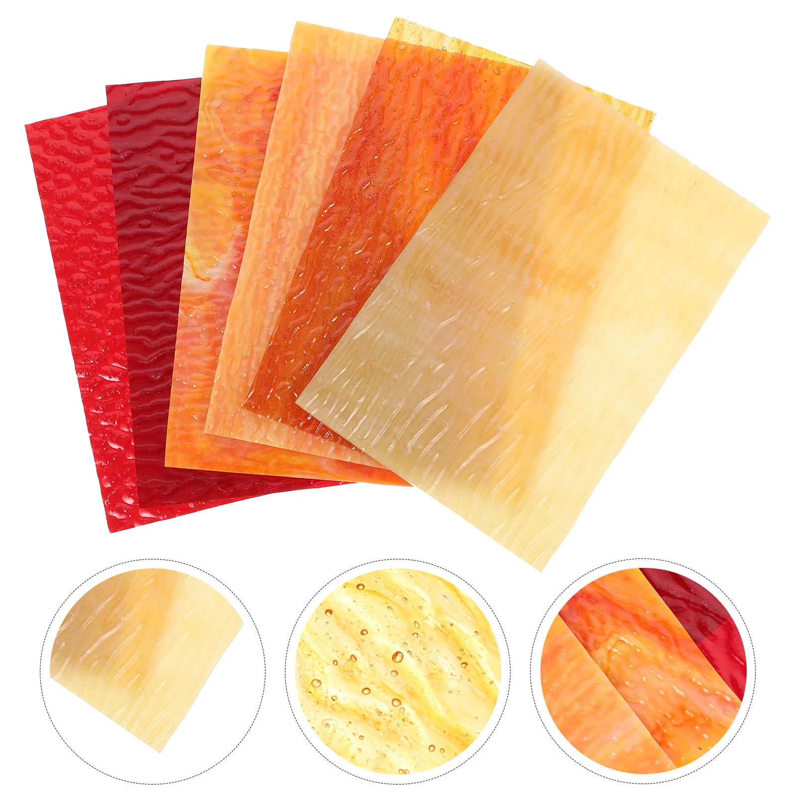 

6Pcs Colored Glass Sheets Cathedral Stained DIY Craft Kit Transparent Ripple Texture for Home Decor Wall Art Making