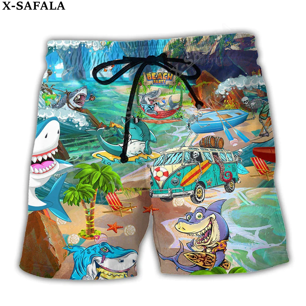 Funny Beach Style Shark Turtle Swimming Shorts Summer Beach Holiday Shorts Men's Swimming Beach Pants Half Pants -1