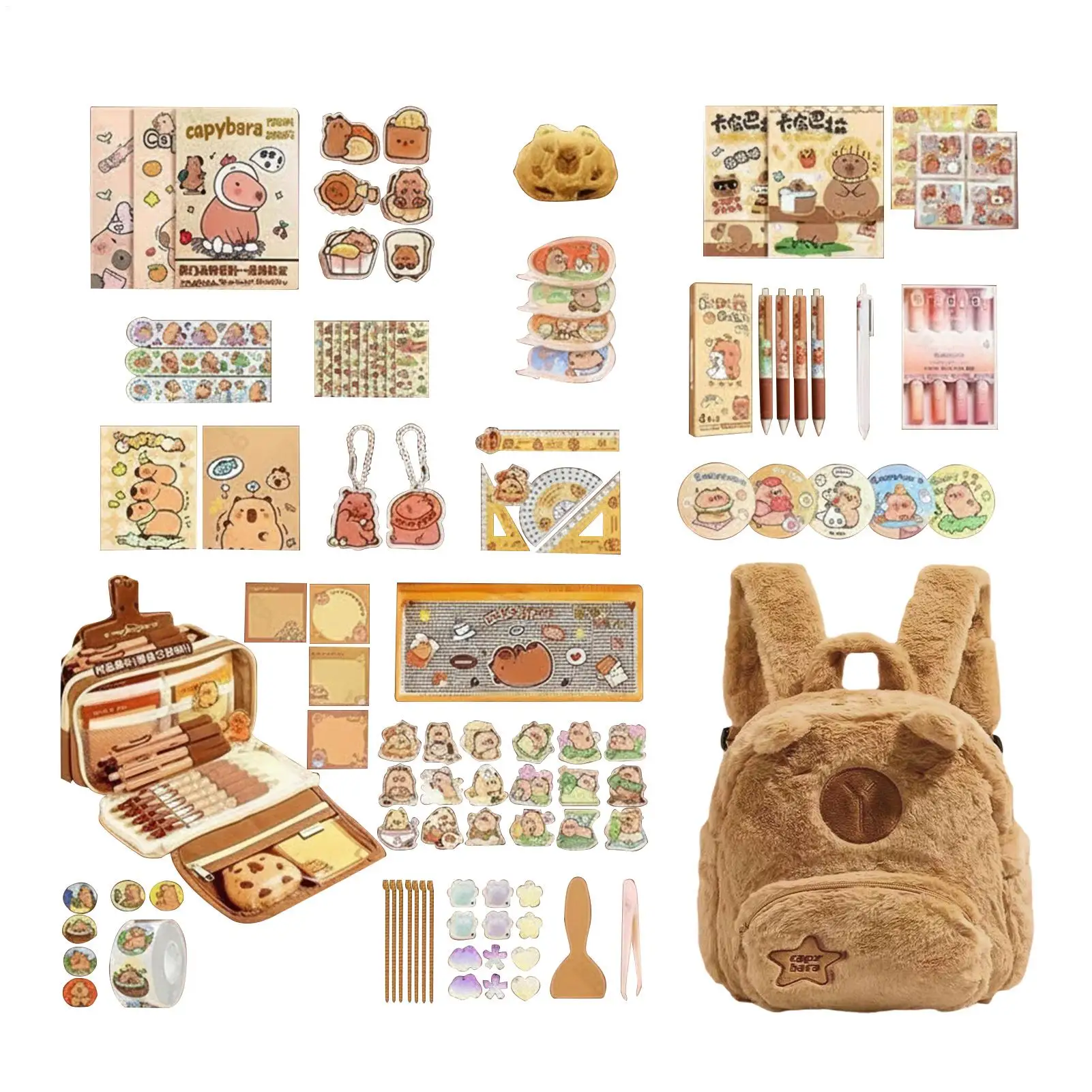 

Capybara Stationery Set Student School Supplies Plush Shoulder Bag For Students Collectors Study Journaling Work Home Kids
