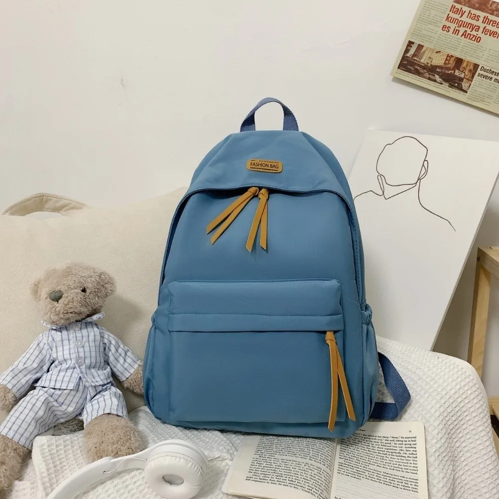 

Large-capacity School Backpack Korean Version Solid Color Shoulder Knapsacks Simple Style Zipper Shopping Rucksacks Stationery