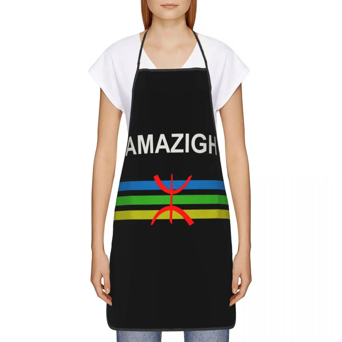 Custom Amazigh Flag And Emblem Bib Apron Adult  Chef Tablier Cuisine for Cooking Kitchen Berber Amazigh Imazighen Gardening