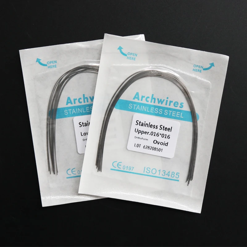 

10Packs 100pcs SS Round Rectangle Ovoid Arch Wire (5Packs Upper+5Packs Lower）