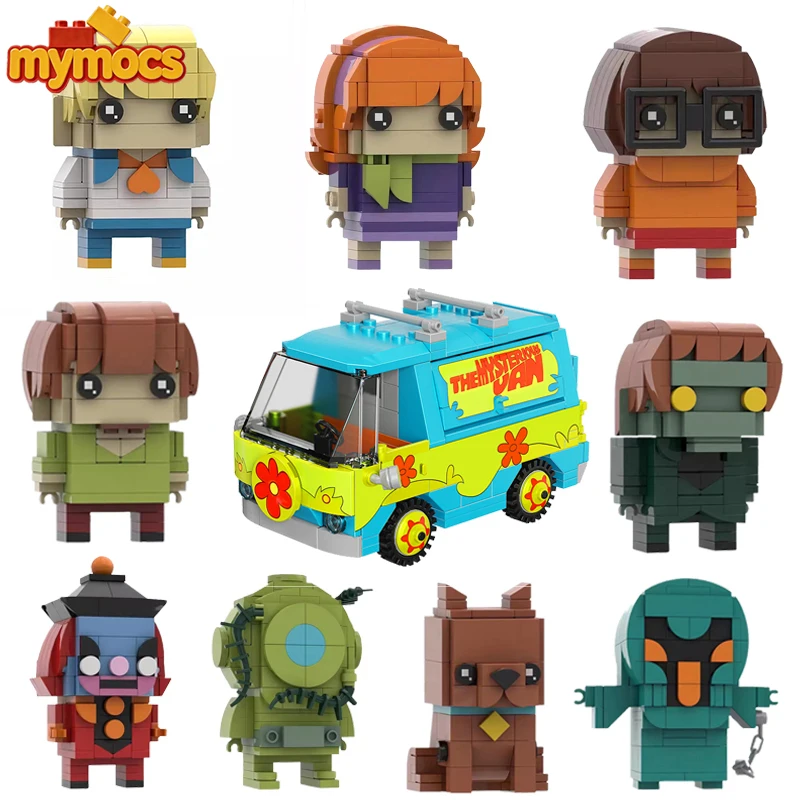 Mymocs Ideas Chazy Dog Adventure Anime Figures Bricks Headz Sets and Mystery Machine Car Building Blocks Kid Toys Christmas Gift
