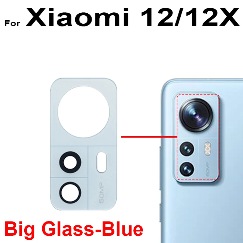 For Xiaomi 12 12X 12S Rear Back Camera Lens Glass Big Small Glass Lens with Adhesive Stiker Replacement Parts