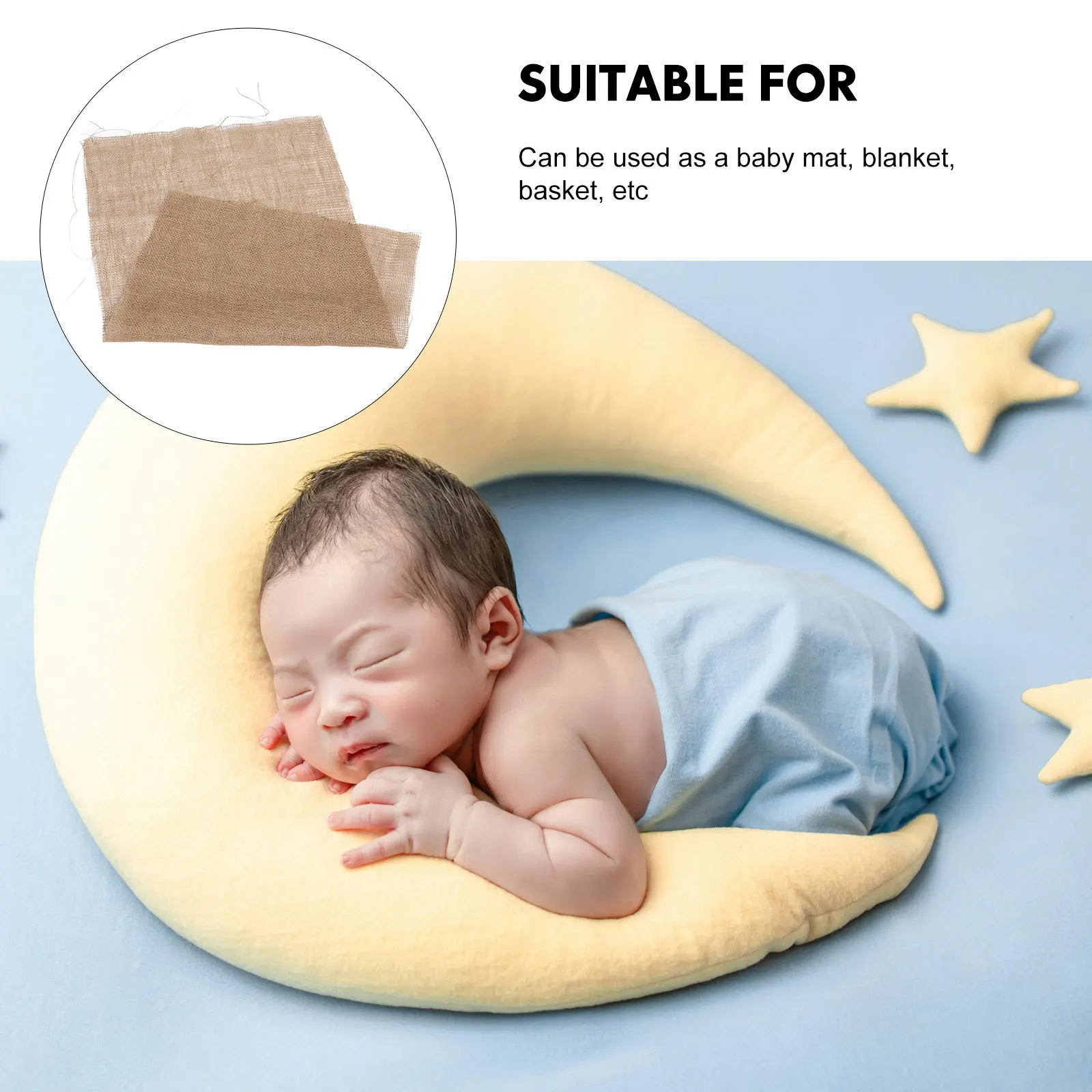 

Burlap Fabric Baby Blanket Set Natural Linen Jute Weaving Newborn Photo Accessories Breathable Comfortable Adorable Design