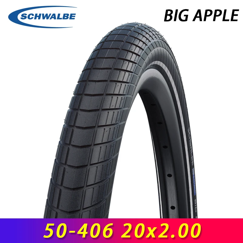 

SCHWALBE BIG APPLE Black Reflex Wired Bicycle Tire 20 Inch 50-406 20x2.00 Level 4 K-Guard for DAHON P8 Folding Bike Cycling Part