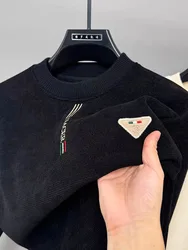 Luxury High Quality 2024Autumn/Winter Round Neck brand Exquisite Embroidery Men's Sweater fashion Casual Thick  Knitted pullover