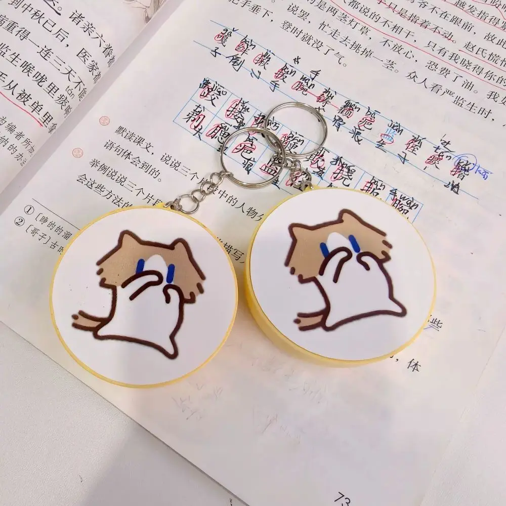 Creative Bag Charms Salary Cat Keychains With Sound Cartoon Voice Button Keychains Kitten Fidget Cat Keyring Bag Pendant