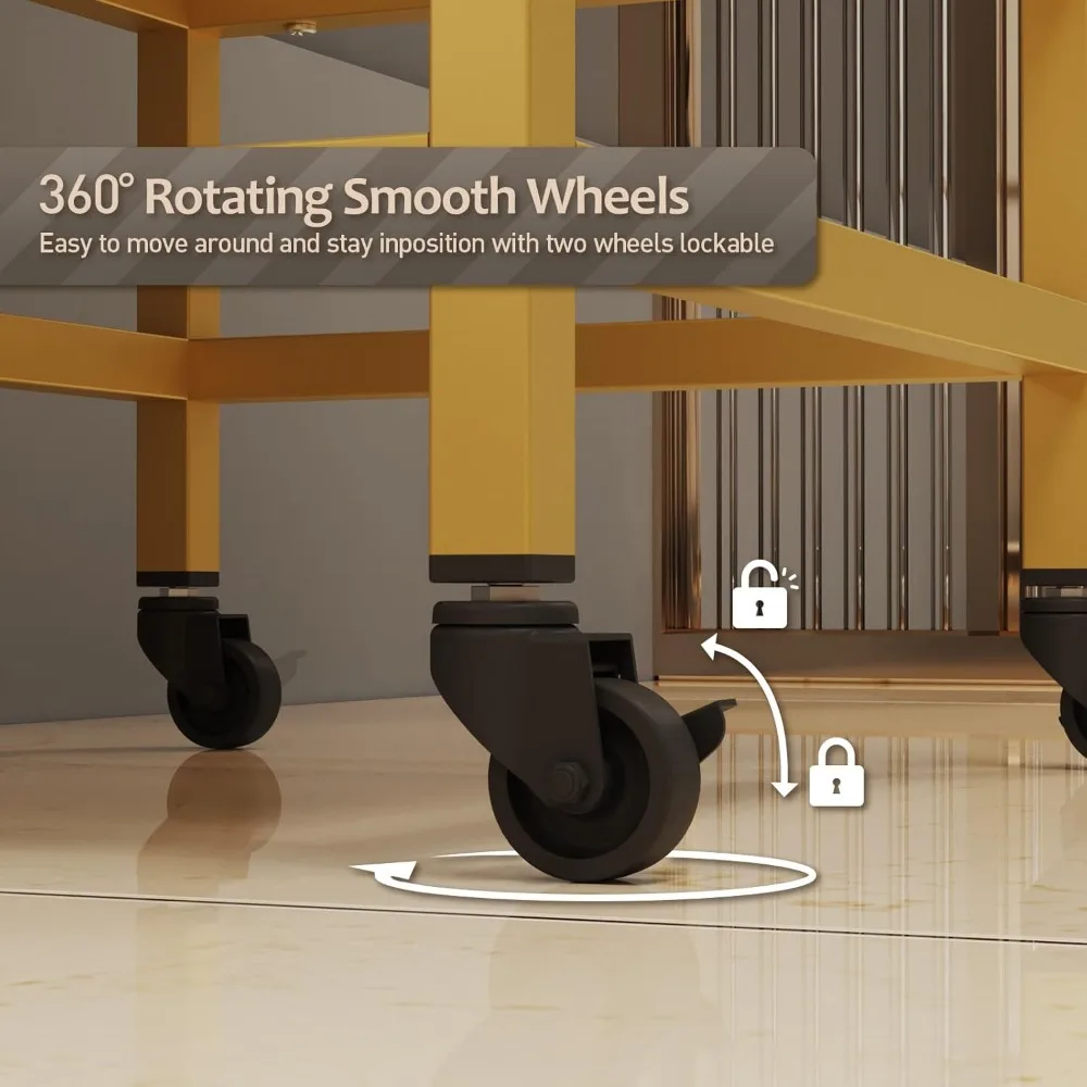 عربة تخزين الصالونات، محطة حلاقة دوارة مع سطح زجاجي مقوى، أدراج، حاملات مجفف الشعر، رف المناشف، عجلة قابلة للتحديد #5