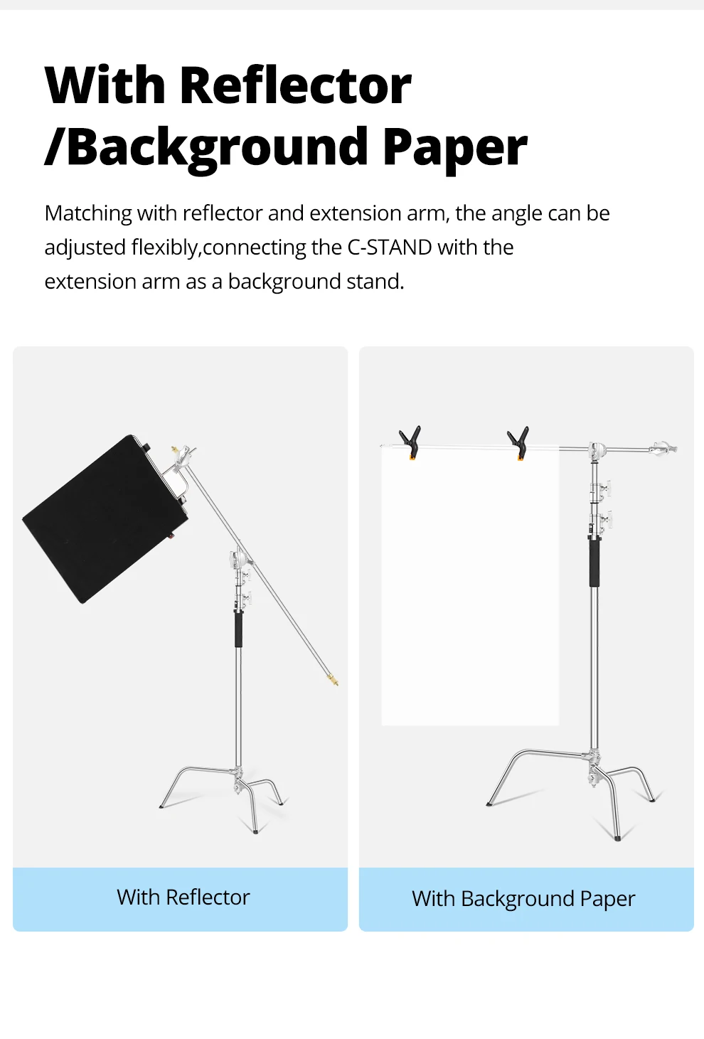 Heavy Duty Grip Head 1.6cm 16mm C Stand Mounting Adapter Metal Holder Photography for Light Stand Extension Boom Arm Reflector