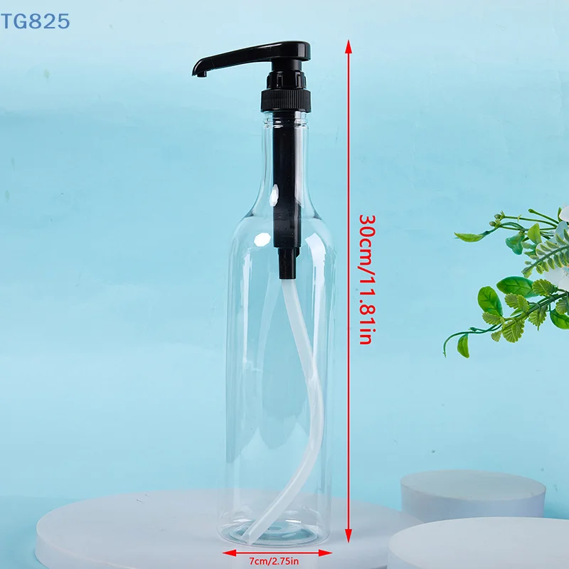 【AN】【AN】Frasco Transparente de 750ml com Bomba Dosadora para Xarope de Café, Mel, Leite e Outros Líquidos - Tipo Gotejador