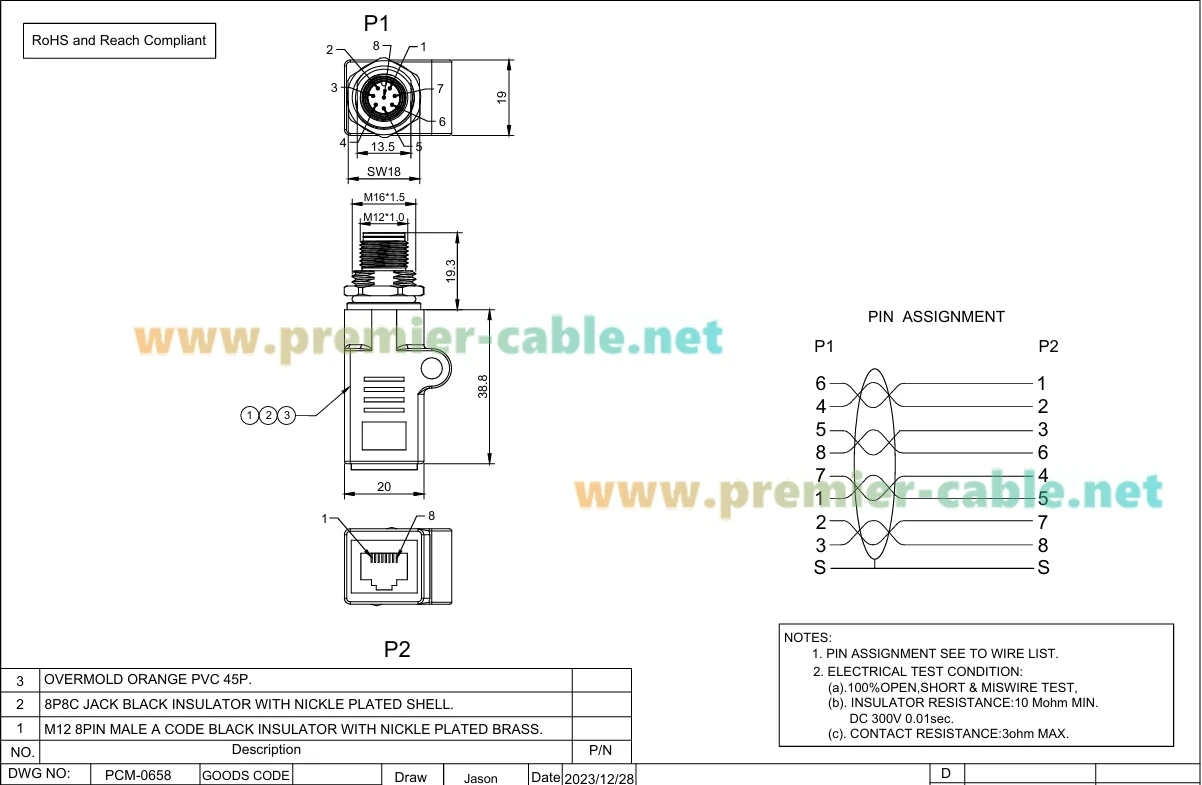 M12 A-Code 8-Pin auf RJ45 Ethernet-Adapter IP67 Paneelmontage-Durchgangsbuchse Rundsteckverbinder für Sensor-PLC – Detail 2