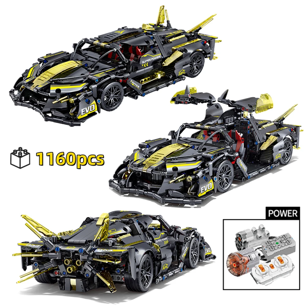 

1160 деталей, масштаб 1:14, техническая модель суперкара, конструктор, черно-золотой спортивный гоночный автомобиль, MOC-блоки, креативный подарок для детей