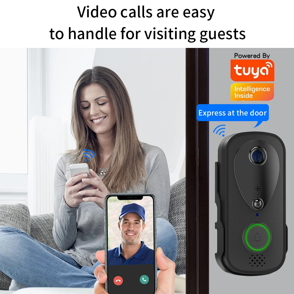 5G 2.4G WiFi Video Doorbell 1080P Tuya Smart Outdoor Wireless Intercom Rainproof Wireless Camera with USB Power Ringing Bell