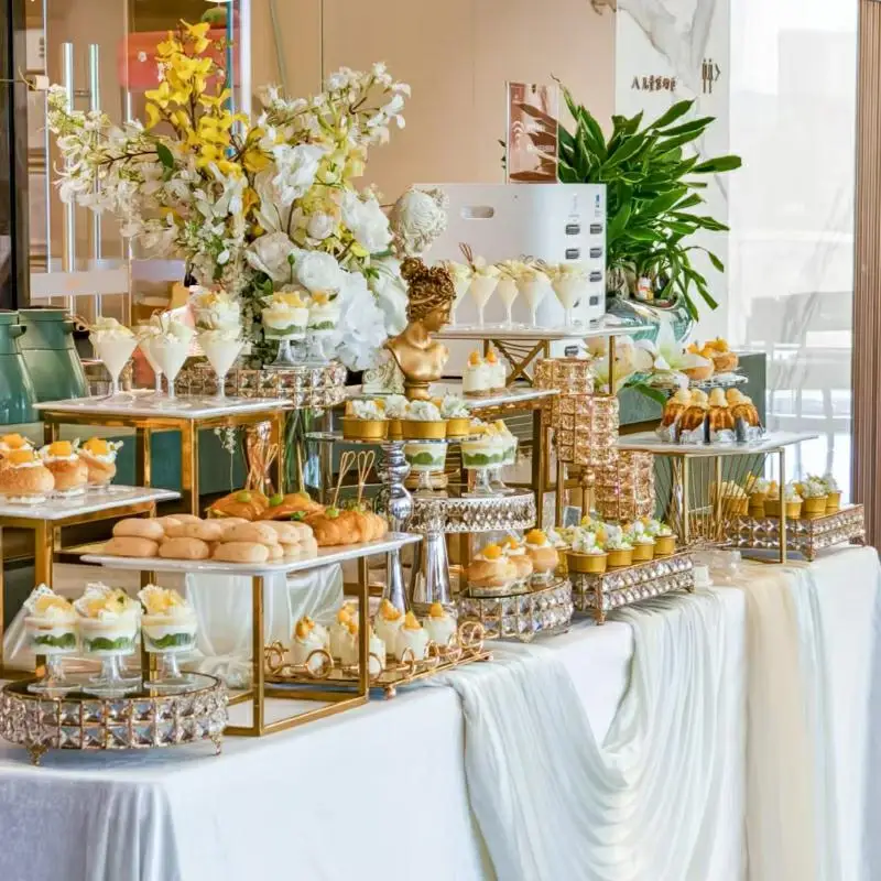 

Luxury Buffet Riser Acrylic Tray Food Drinks Stand Candy Cake Cupcake Cookies Sandwich Holder For Wedding Birthday 18-26pcs