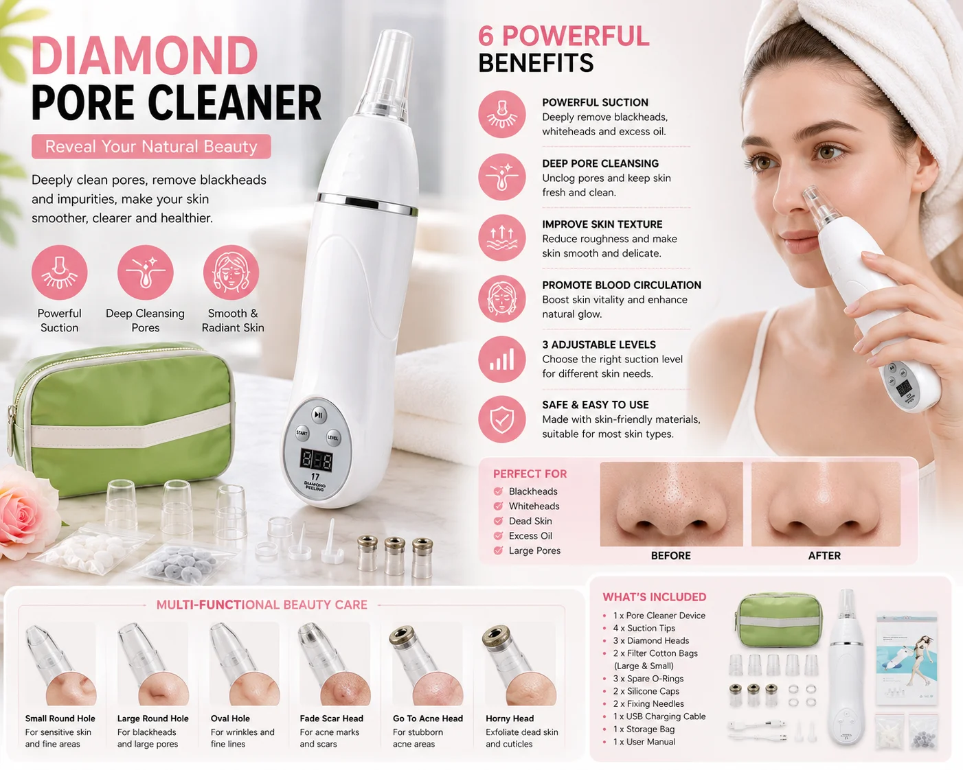 Microdermabrasion au diamant, - Blackhead Remover Vacuum Suction avis et prix