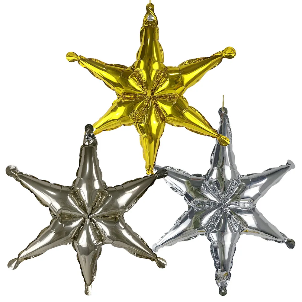 3 uds globo de papel de aluminio con hexagrama dorado champán para decoraciones de cumpleaños Globos Starbust globo de estrella de seis puntos Globos Fovar