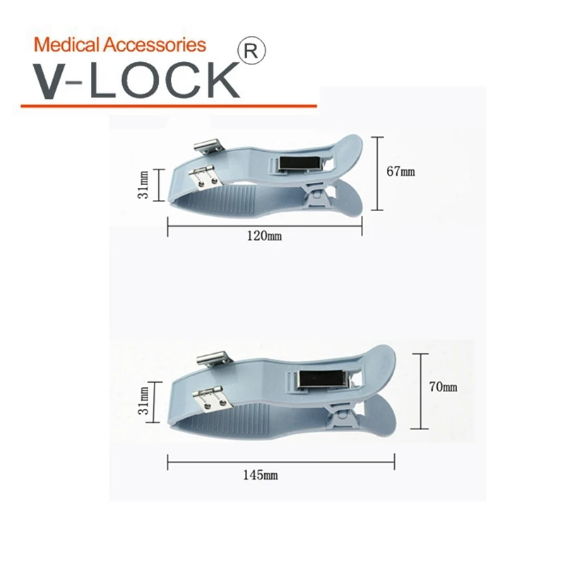 V-LOCK Nickel-plated  EKG clamp,3.0&4.0 double purpose,bule col,2pcs big+2pcs small