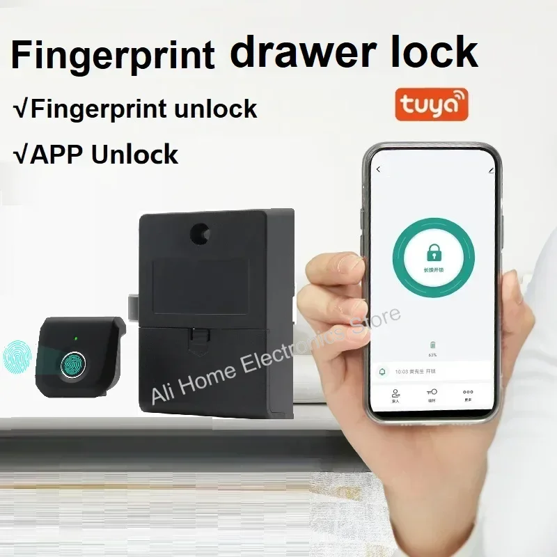 Smart Tuya APP Unlock Drawer Cabinet Lock Biometric Fingerprint Lock Pull Free Fingerprint Drawer Locks  Cerradura Inteligente