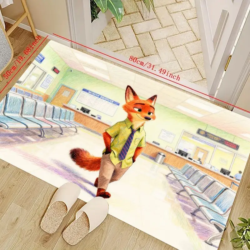 

1 шт. Коврик для пола Zootopia Nick Wilde, коврик с персонажем мультфильма лисы и аниме для гостиной, детской спальни, декор игровой комнаты, нескользящий S
