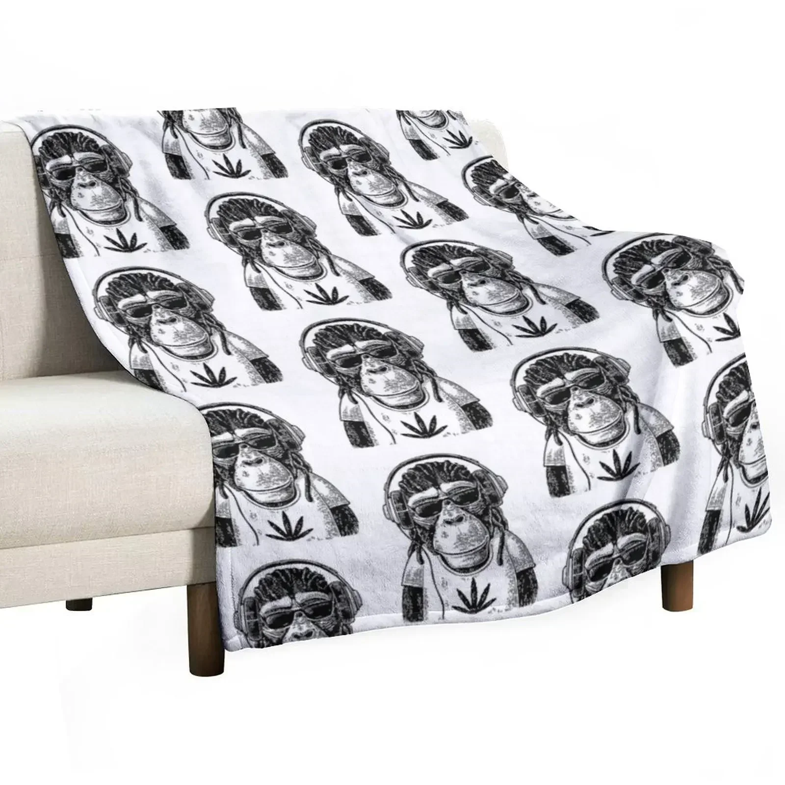 Weed monkey Throw Blanket Multi-Purpose Loose Furry Beach Luxury Designer bed plaid Blankets