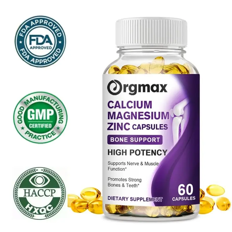 Orgmax Calcium Magnesium Capsules for Gym Beauty Health Magnesium-glycinate Citrate Capsule Osteoporosis Bone & Joint Health