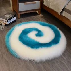 40cm Circle candy Design Shaggy Carpet Artificial Sheepskin Wool Faux Fluffy Mats Cute Area Rug Children Room Carpet Home Decor