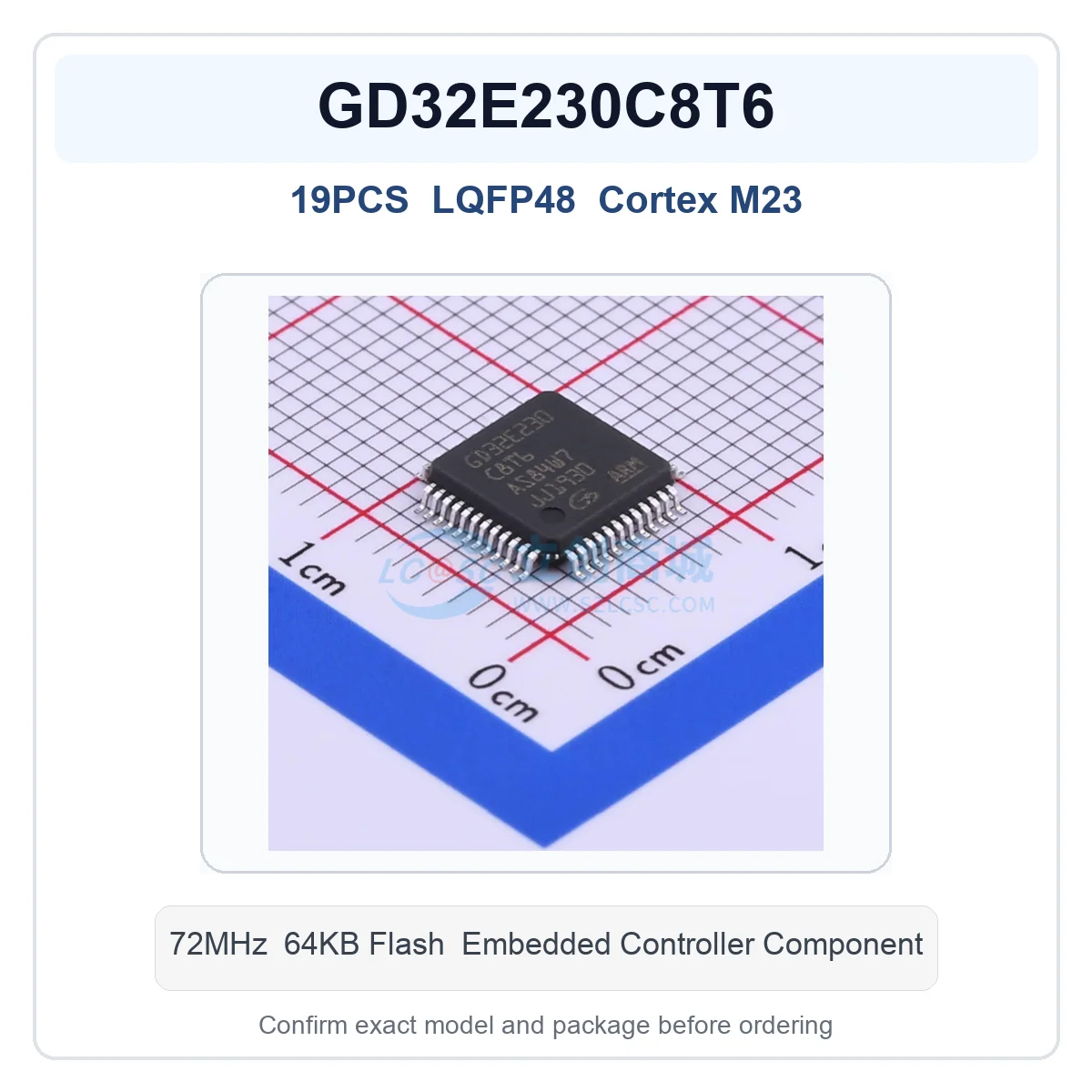 19pcs GD32E230C8T6 LQFP48 Cortex M23 72MHz 64KB Flash Embedded Controller IC for PCB Repair DIY